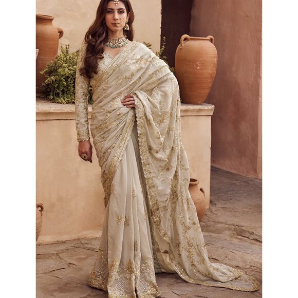 Other - NWT Dusty Green Embroidered Saree